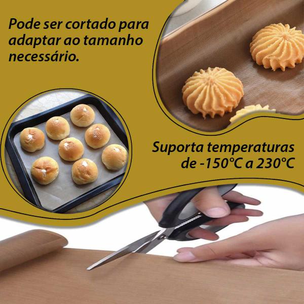 Imagem de Folha Teflon Manta Culinária p/ Assar Churrasqueira Forno AirFryer Reutilizável