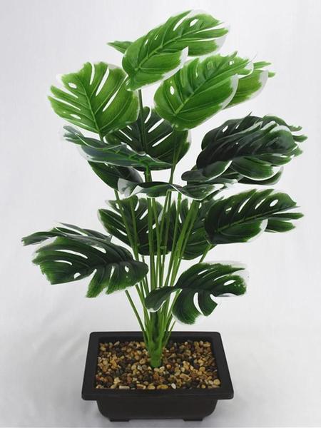 Imagem de Folhas Artificiais Tropicais Monstera e Palmeiras - Decoração para Casa e Jardim