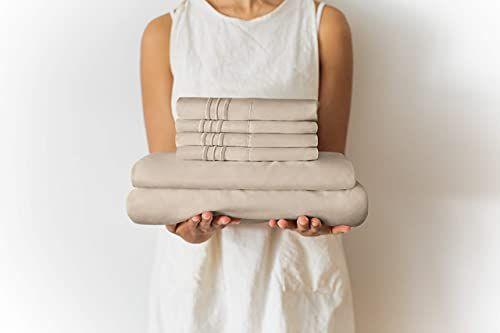 Imagem de Folhas de bolso extra profundas - Conjunto de folhas de 6 peças - Cal King Size Sheets Deep Pocket - Folhas de cama extra profundas - Deep California King Fitted Sheet Set - Folhas Super e Ultra Profundas - para Colchão Extra Profundo