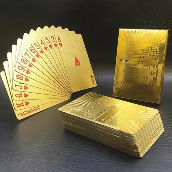 Imagem de Folhas de Ouro à Prova d'Água - Cartas de Poker Mágicas para Presentes de Festa