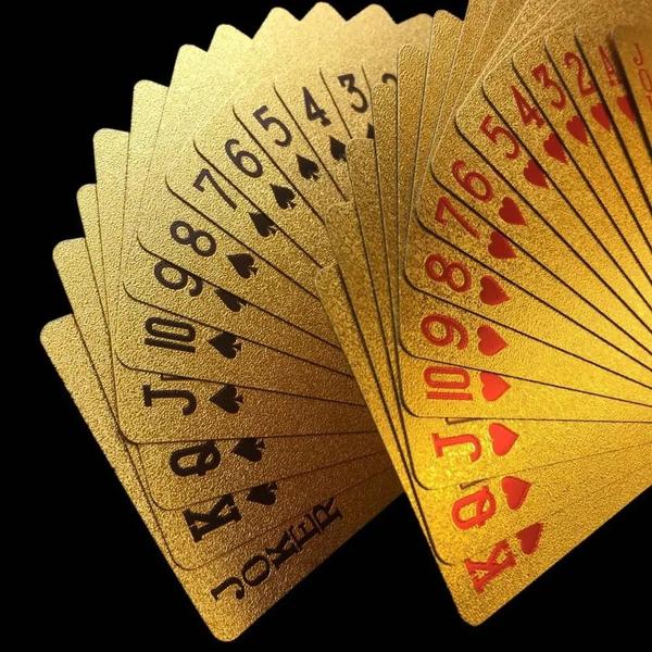 Imagem de Folhas de Ouro Impermeáveis para Cartas de Poker - PVC, Padrão Dólar e Euro