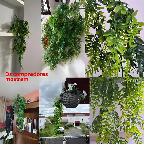 Imagem de Folhas de Samambaia Persa Artificial (90cm) - 2 Peças - Decoração de Parede