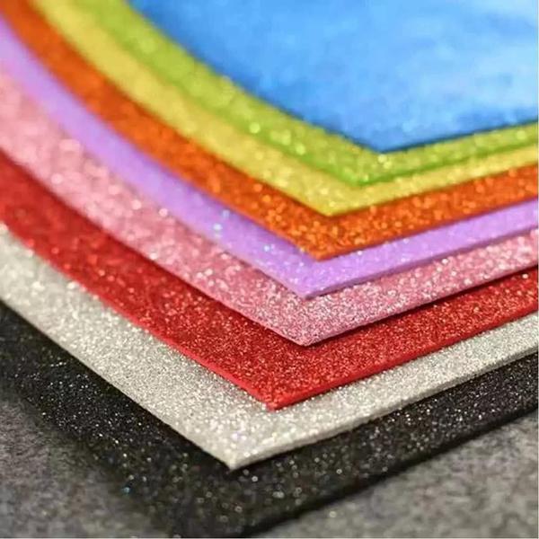 Imagem de Folhas Placas de EVA glitter várias cores 40x48cm KIT 5 und.