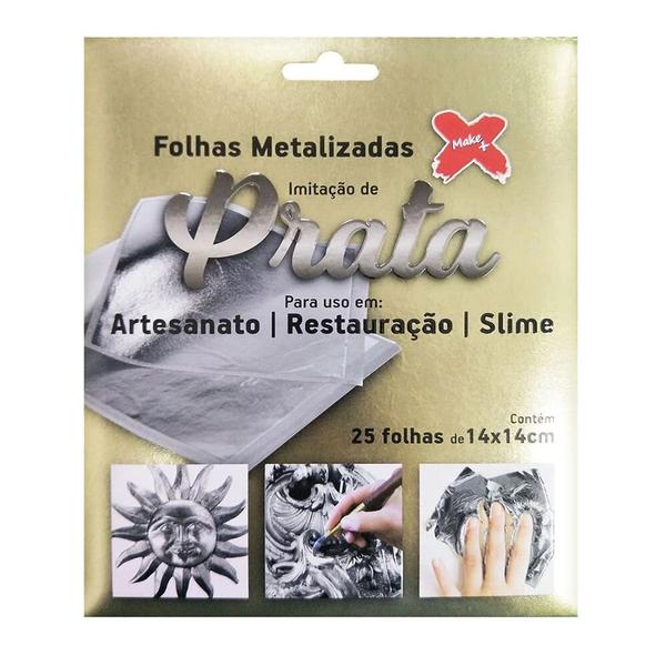 Imagem de Folhas Prata Metalizadas - Ref. 6116 - 25 unidades - Make Mais - Rizzo