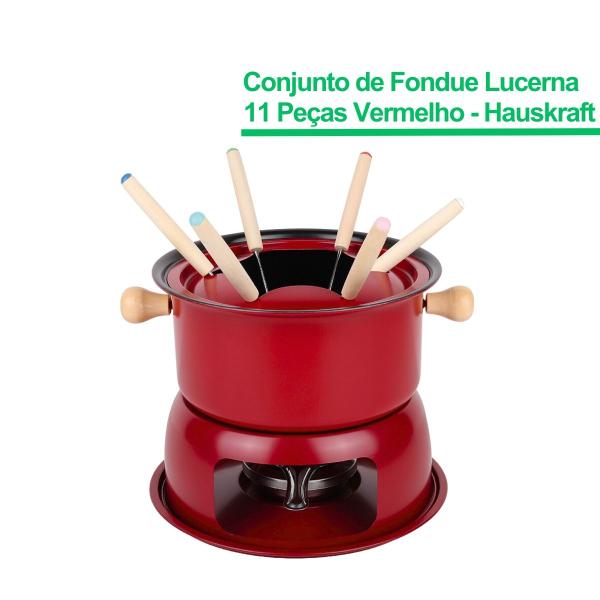 Imagem de Fondue Conjunto Aço Lucerna Vermelho com 11 Peças 6 pessoas