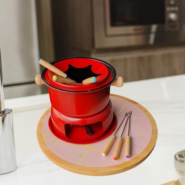 Imagem de Fondue Conjunto Aço Lucerna Vermelho com 11 Peças 6 pessoas