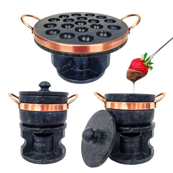 Imagem de Fondue Provolera 24cm + 2 Fondue 500ml Pedra Sabão Curado