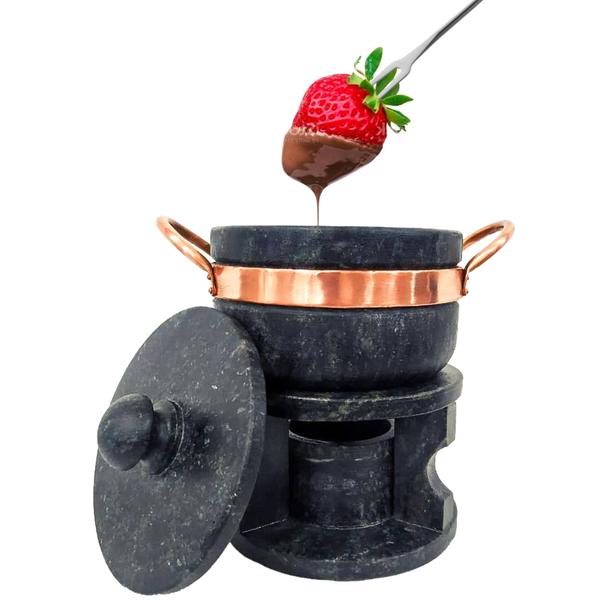 Imagem de Fondue Retangular Pedra Sabão  2 Fondue 500ml  6 Garfinhos 