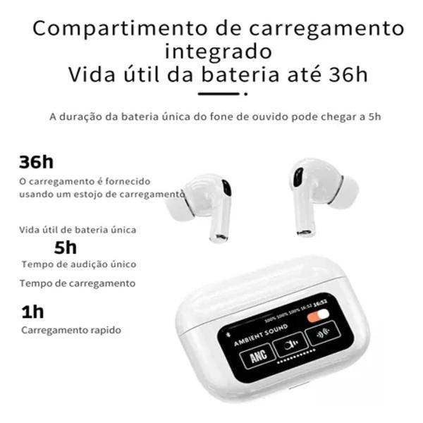 Imagem de Fone Bluetooth A9 Pro Tela Touch Cancelamento De Ruído Anc