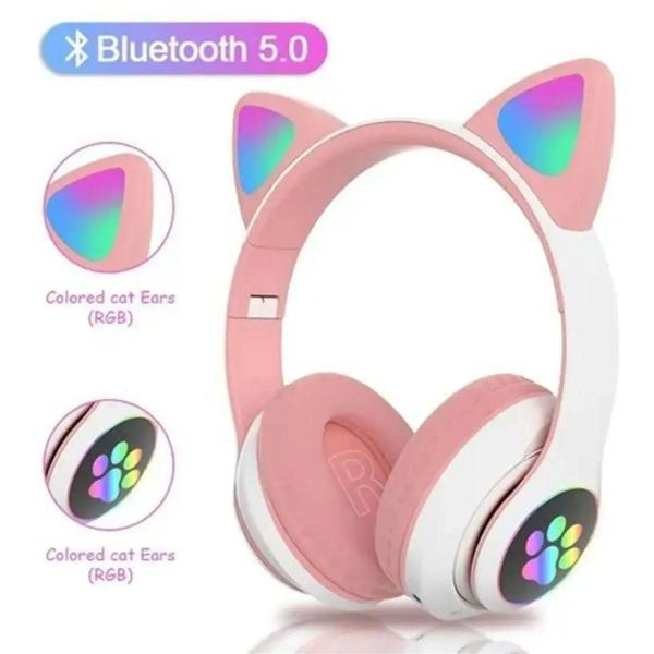 Imagem de Fone Bluetooth Gamer Lehmox Orelhas de Gatinho Rosa