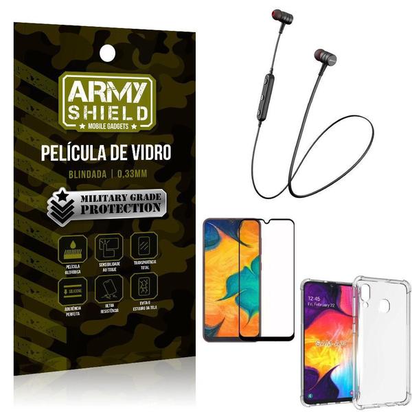 Imagem de Fone Bluetooth Hs615+Capa Anti Shock+Película 3D Samsung A30