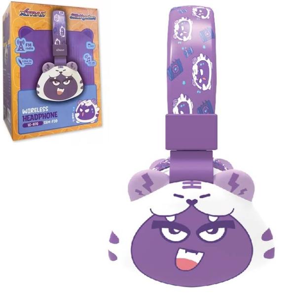 Imagem de Fone Bluetooth Infantil Roxo Headset Sem Fio Orelhas