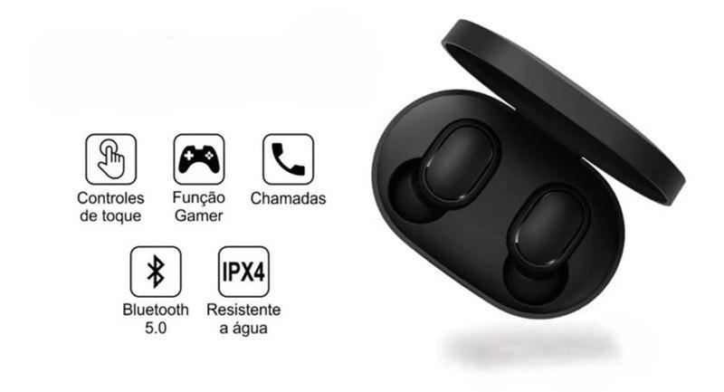 Imagem de Fone Bluetooth Sem Fio Preto Para Moto G9 Play G9