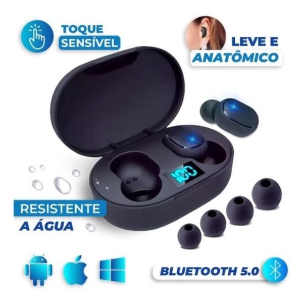 Imagem de Fone de Ouvido Bluetooth 5.0 Sem Fio Duplo Par Intra Auricular E6s - Cor Preto