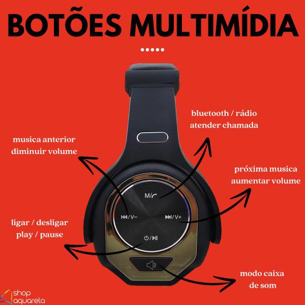 Imagem de Fone de Ouvido Bluetooth com Modo Caixa de Som Headset Sem Fio Original