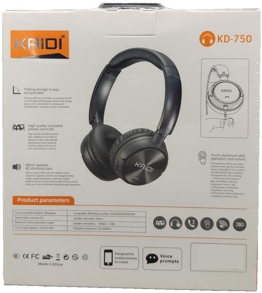 Imagem de Fone de ouvido Bluetooth KD-750 Wireless Preto Original Kaidi