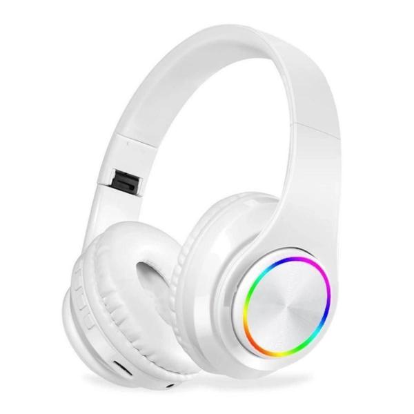 Imagem de Fone De Ouvido Bluetooth Led Rgb Rádio FM Gamer Branco