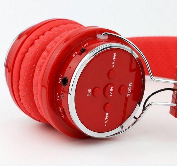 Imagem de Fone De Ouvido Bluetooth Micro Sd Mp3 Rádio Fm Player - Vermelho