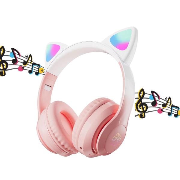 Imagem de Fone De Ouvido Bluetooth Orelha Gatinho Infantil Led Sem Fio