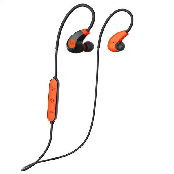 Imagem de Fone De Ouvido Bluetooth Original Motorola Verveloop 2 Plus Microfone e Anti Ruído Preto e Laranja