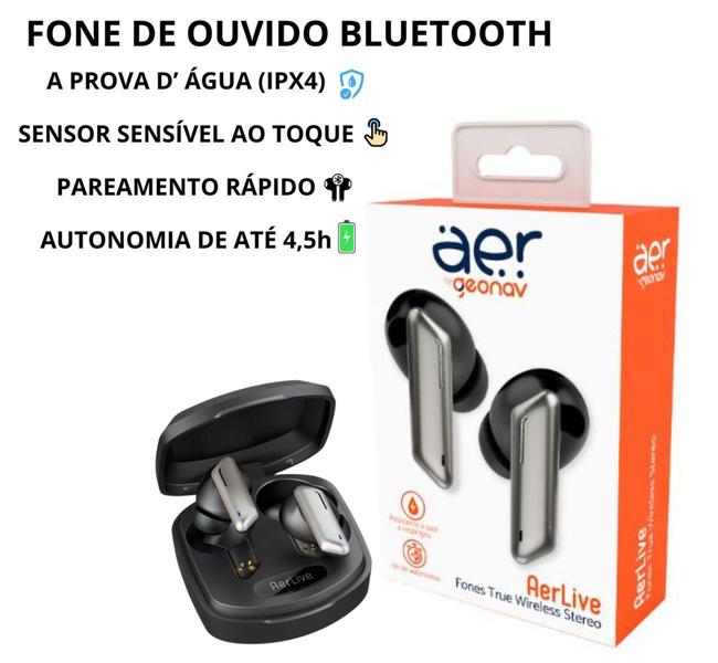 Imagem de Fone de Ouvido Bluetooth sem fio Aerlive TWS cor Preto/Cinza - Geonav