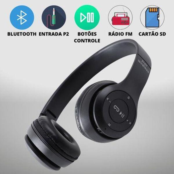 Imagem de Fone de Ouvido Bluetooth Sem Fios Over-Ear Barato Homologado Anatel - Kapbom