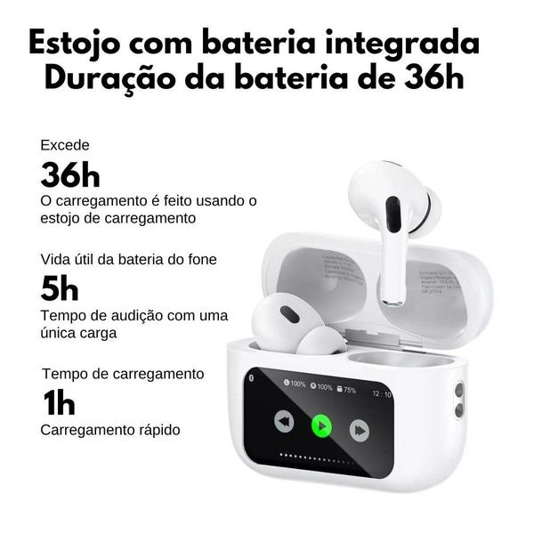 Imagem de Fone de Ouvido Bluetooth TWS Com Display Tela Touch Com Equalizador e Cancelamento de Ruído Lançamento 2024 KD-7019