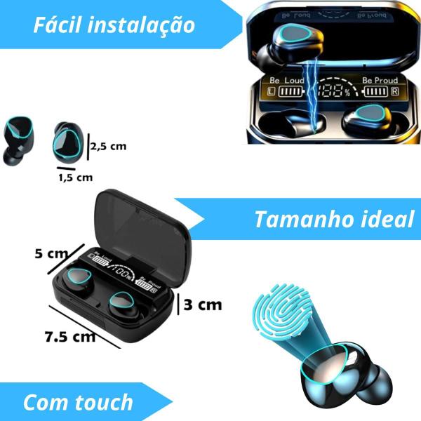 Imagem de Fone De Ouvido Bluetooth Tws M10 Resistente A Água Com Nf-e Cor Preto