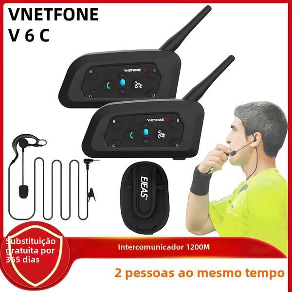 Imagem de Fone de Ouvido Bluetooth Vnetphone V6c com Gancho - Ideal para Árbitros de Futebol