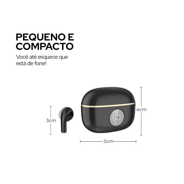 Imagem de Fone de ouvido Bluetooth WB In-ear Mini IO Sem fio Display Digital Bateria 20h, IPX4, Super Bass Compacto Touch sensível ao toque Conexão automática