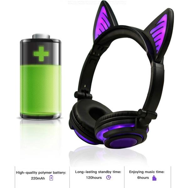 Imagem de Fone de ouvido Bluetooth Wokex Dobrável Flashing Cat Ear Kids