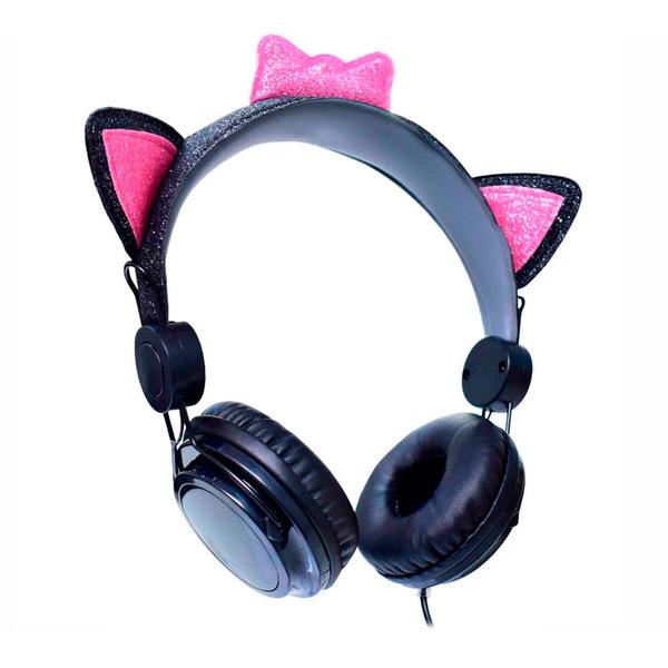 Imagem de Fone de Ouvido Cat Ear AR30 Stereo Preto e Rosa