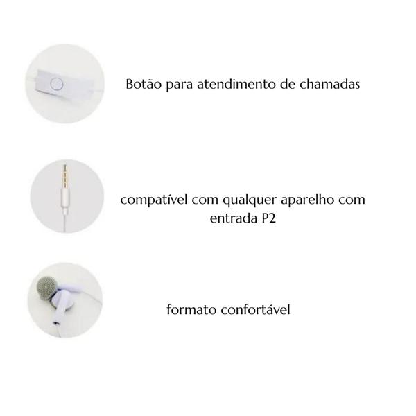 Imagem de Fone de ouvido com fio p2 intra auricular 1,2M pmcell stereo