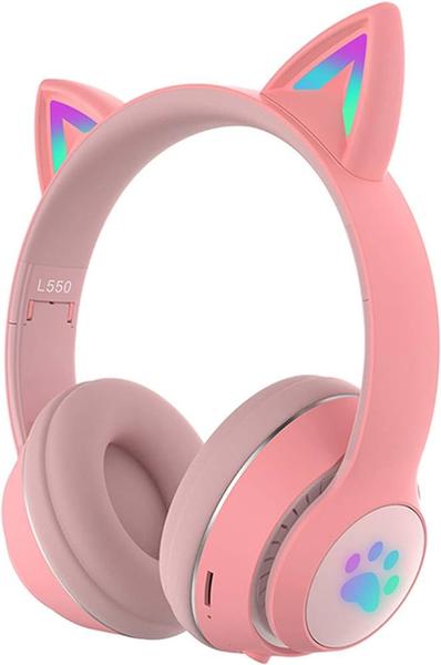 Imagem de FONE De Ouvido Com Led Infantil Orelhinha Gato MUSICA SEM FIO COLORIDO GATINHO Bluetooth