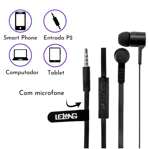 Imagem de Fone De Ouvido Com Microfone Borracha Lelong LE-0201