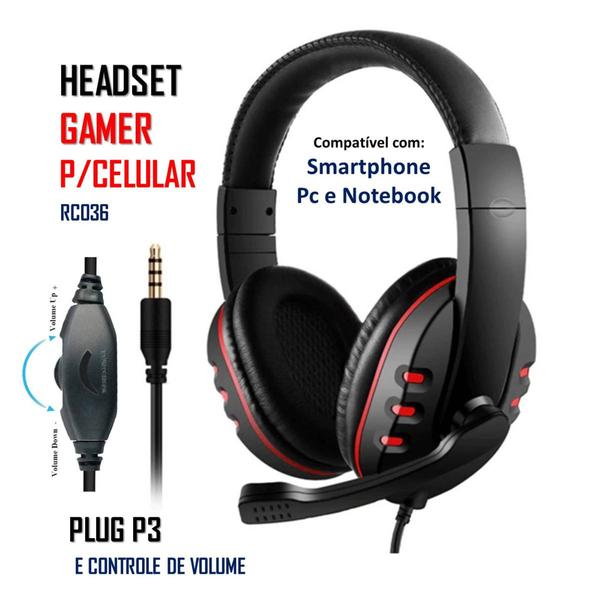 Imagem de Fone de Ouvido Gamer Estéreo para Jogos Zem-Rc036 Plug P3 e Microfone Retrátil