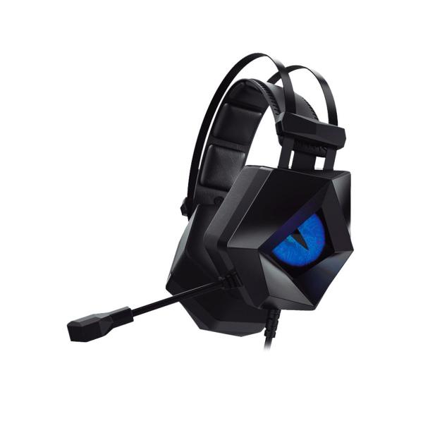 Imagem de Fone De Ouvido Gamer Headset PC USB P2 LED Azul Com Microfone Haste Ajustável Olho De Dragão