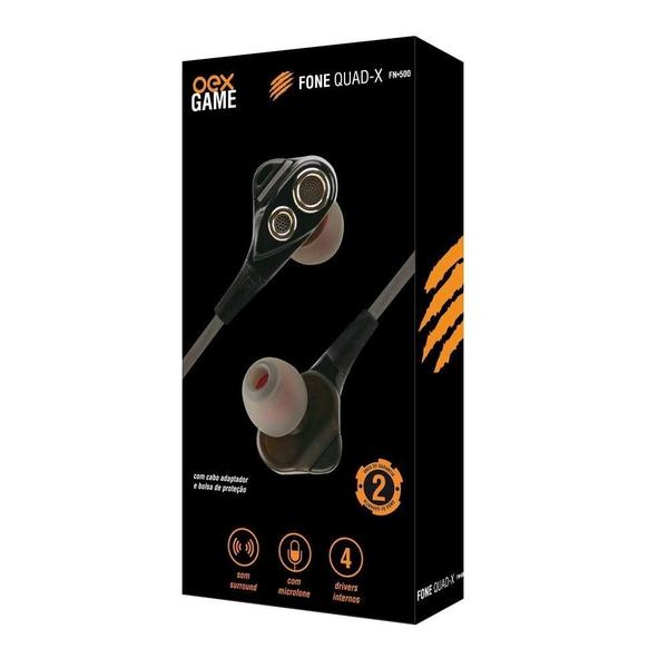 Imagem de Fone De Ouvido Gamer Intra Auricular Quad-X OEX Game FN500