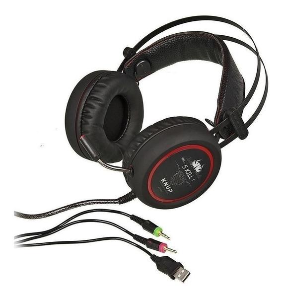 Imagem de Fone de ouvido Gamer Knup KP-401 Preto/Vermelho LED