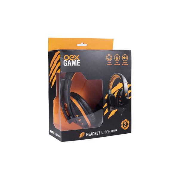 Imagem de Fone De Ouvido Gamer Laranja Com Microfone Controle De Volume Haste Ajustável Conexão 2P2 Preto