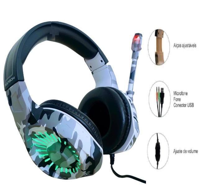 Imagem de Fone De Ouvido Gamer Over-Ear Gamer Com Luz Rgb Led Pc Games