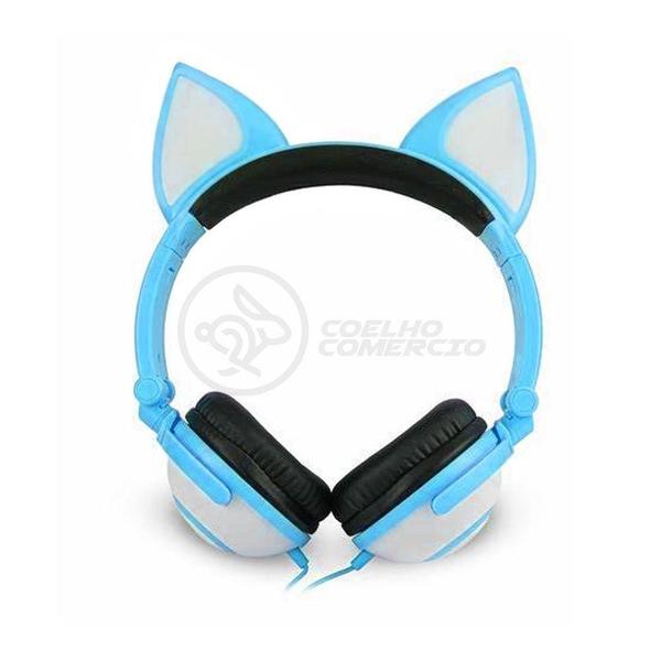 Imagem de Fone De Ouvido Gatinho Fox Fio C/ Led Infantil Azul