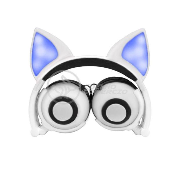 Imagem de Fone De Ouvido Gatinho Fox Fio C/ Led Infantil Branco