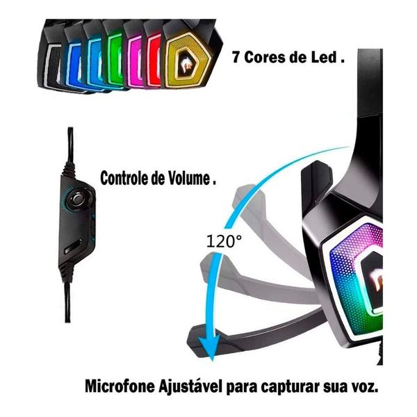 Imagem de Fone De Ouvido Headset Gamer 7.1 Microfone  Stereo X2000 Virtual Vermelho e Preto