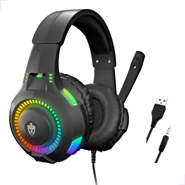 Imagem de Fone De Ouvido Headset Gamer Com Fio Rgb Led Rival EG307