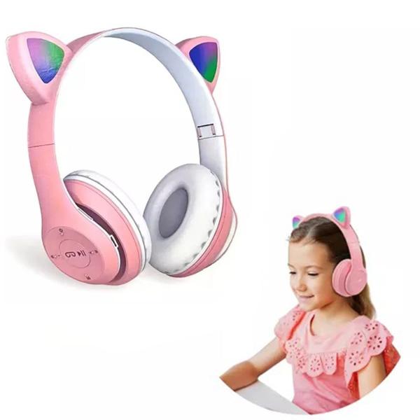 Imagem de Fone De Ouvido Headset Gamer Rosa Led Gatinho Pc Cel 