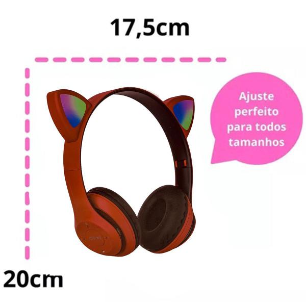 Imagem de Fone De Ouvido Headset Gamer Vermelho Led Gatinho Pc Cel 