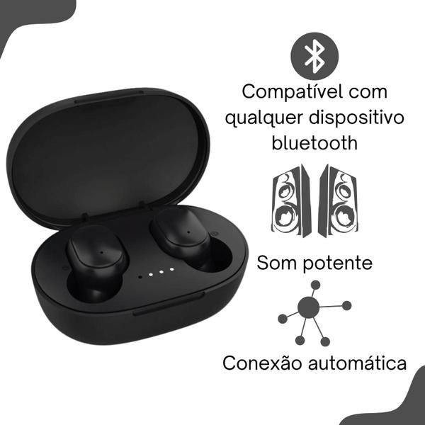 Imagem de Fone De Ouvido In-ear Sem Fio Bluetooth A6s Preto Com Luz Led