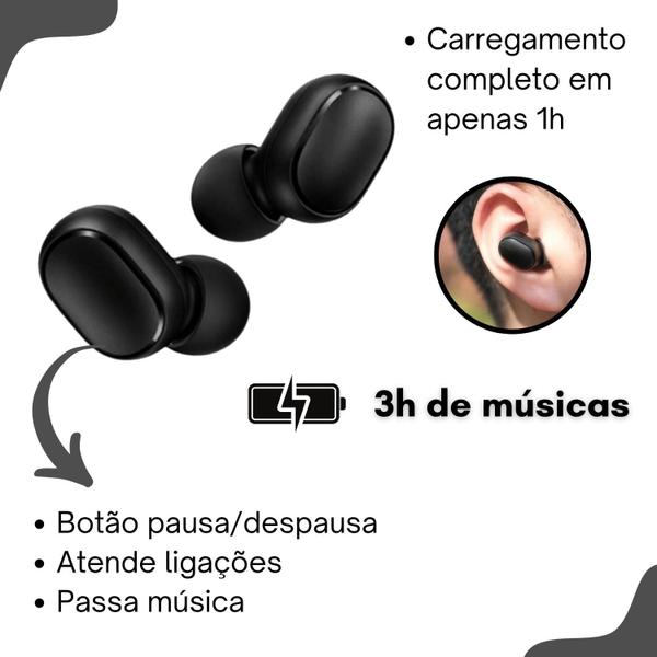 Imagem de Fone De Ouvido In-ear Sem Fio Bluetooth A6s Preto Com Luz Led