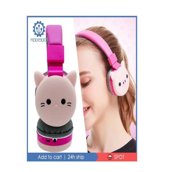 Imagem de Fone de ouvido infantil crianca bluetooth fm sd vaca lc-866